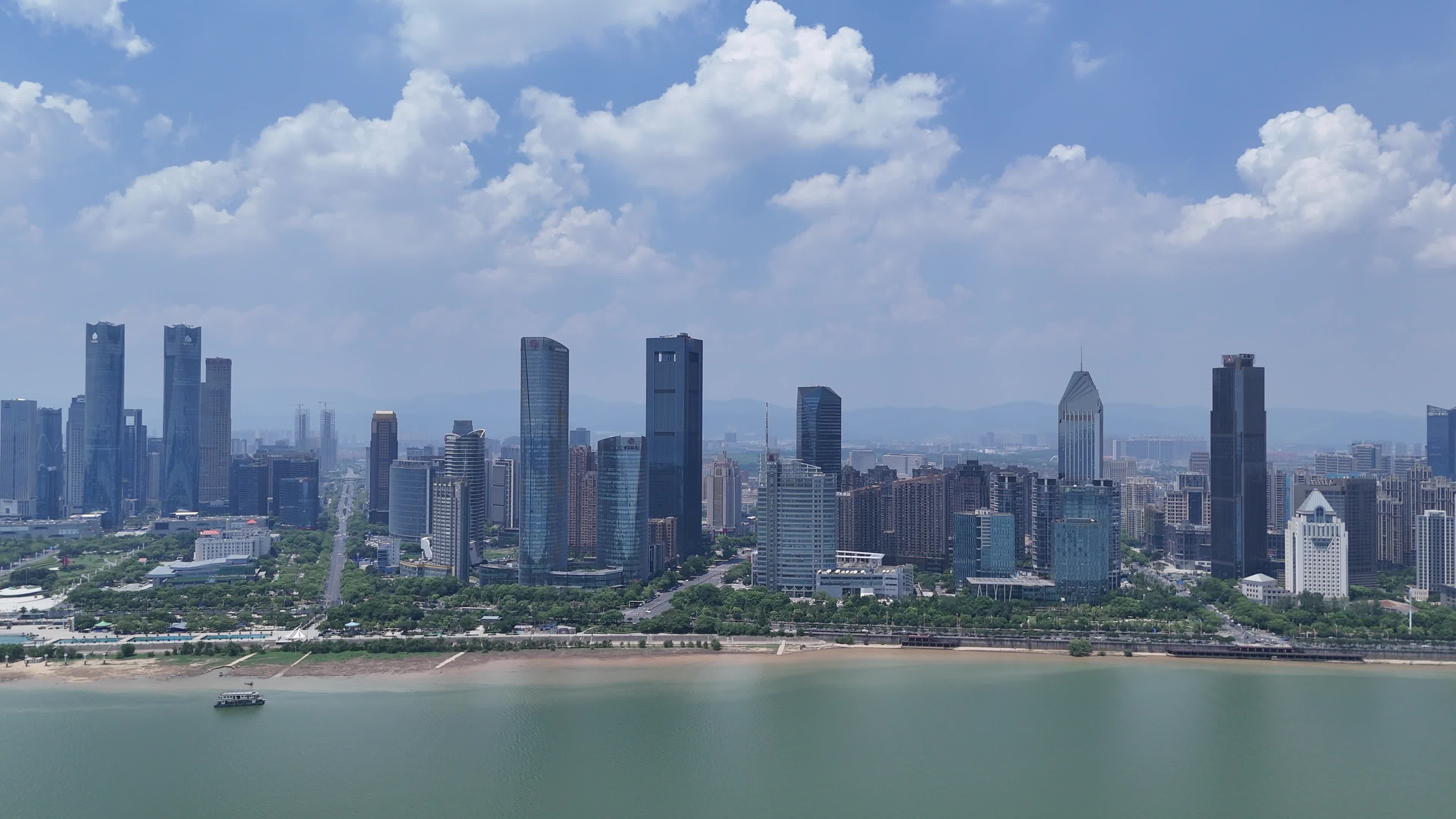 航拍江西南昌红谷滩cbd城市建设