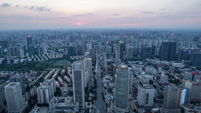 8K震撼西安高新区现代化城市天际线航拍延时