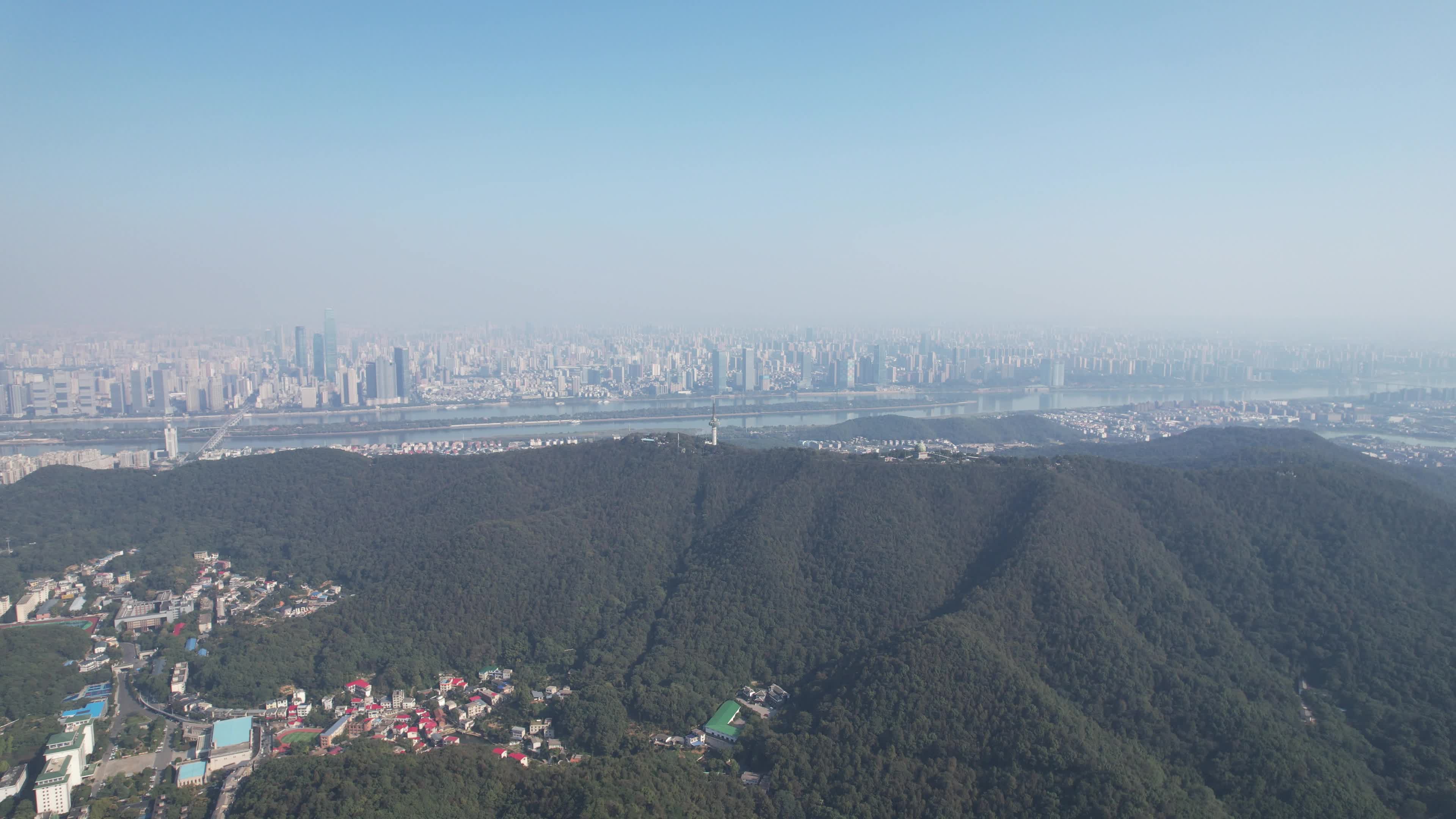 湖南长沙岳麓i山城市风光航拍