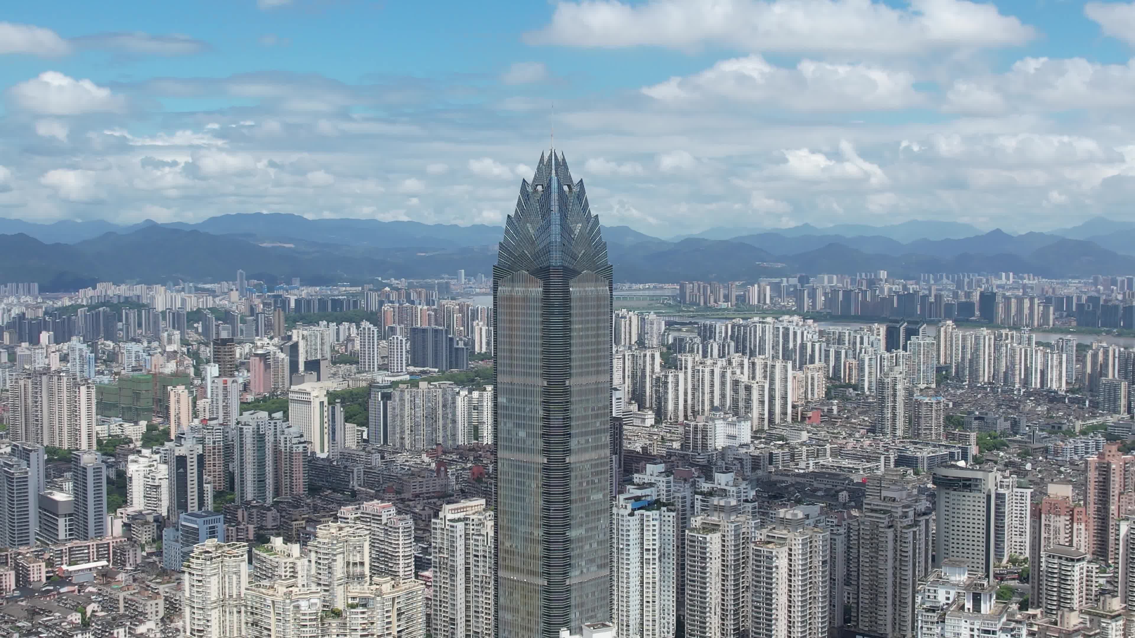 浙江温州城市风光城市全景蓝天白云航拍 ~视频特效素材