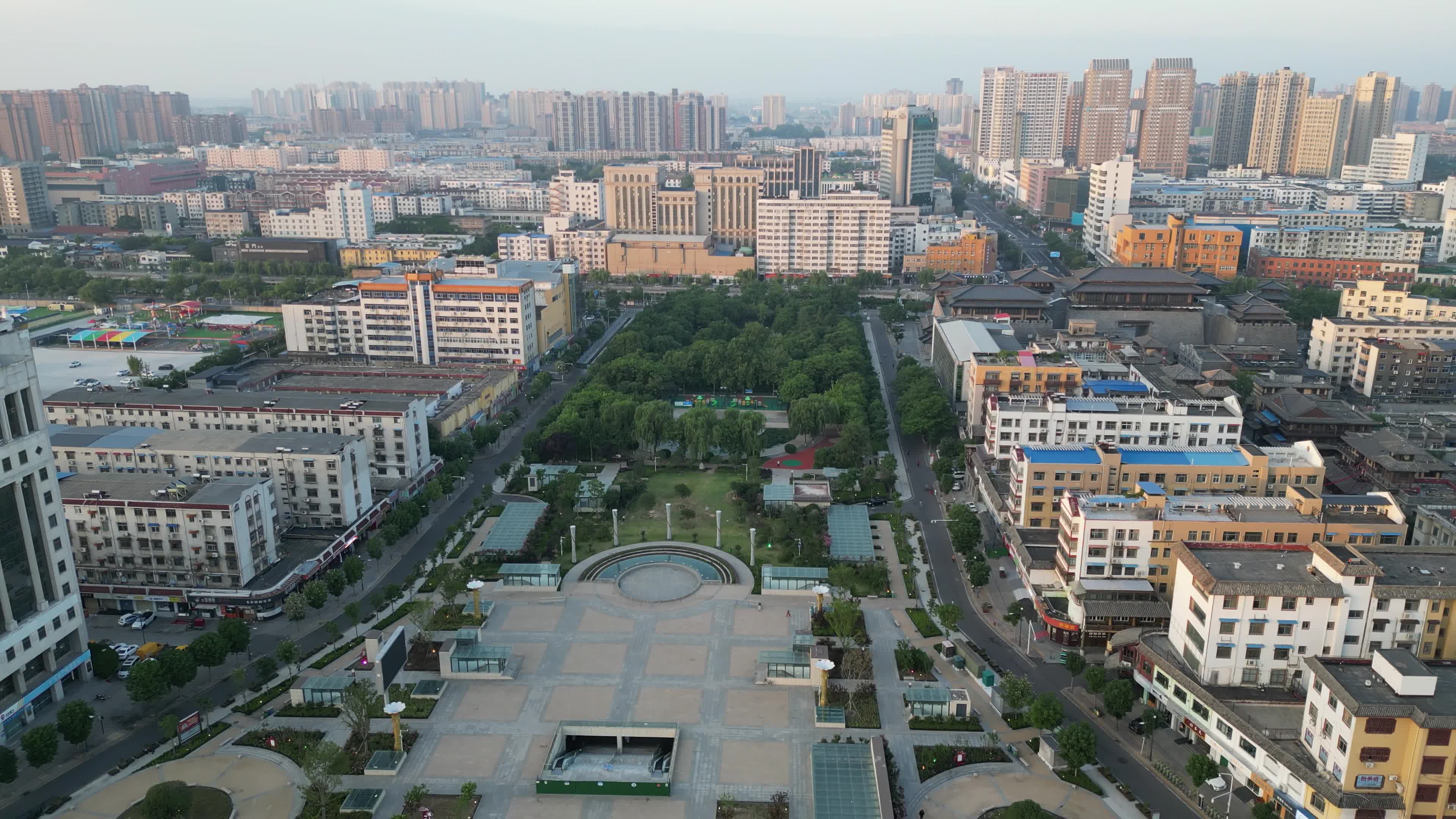 航拍许昌曹魏古城春秋广场视频特效素材