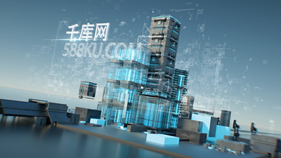 科技感三维建筑经济新闻开场片头