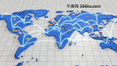 三维世界地图点线连接片头