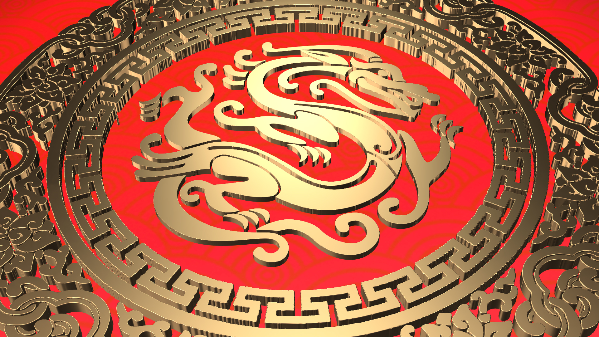 大气三维金色龙纹装饰挂件