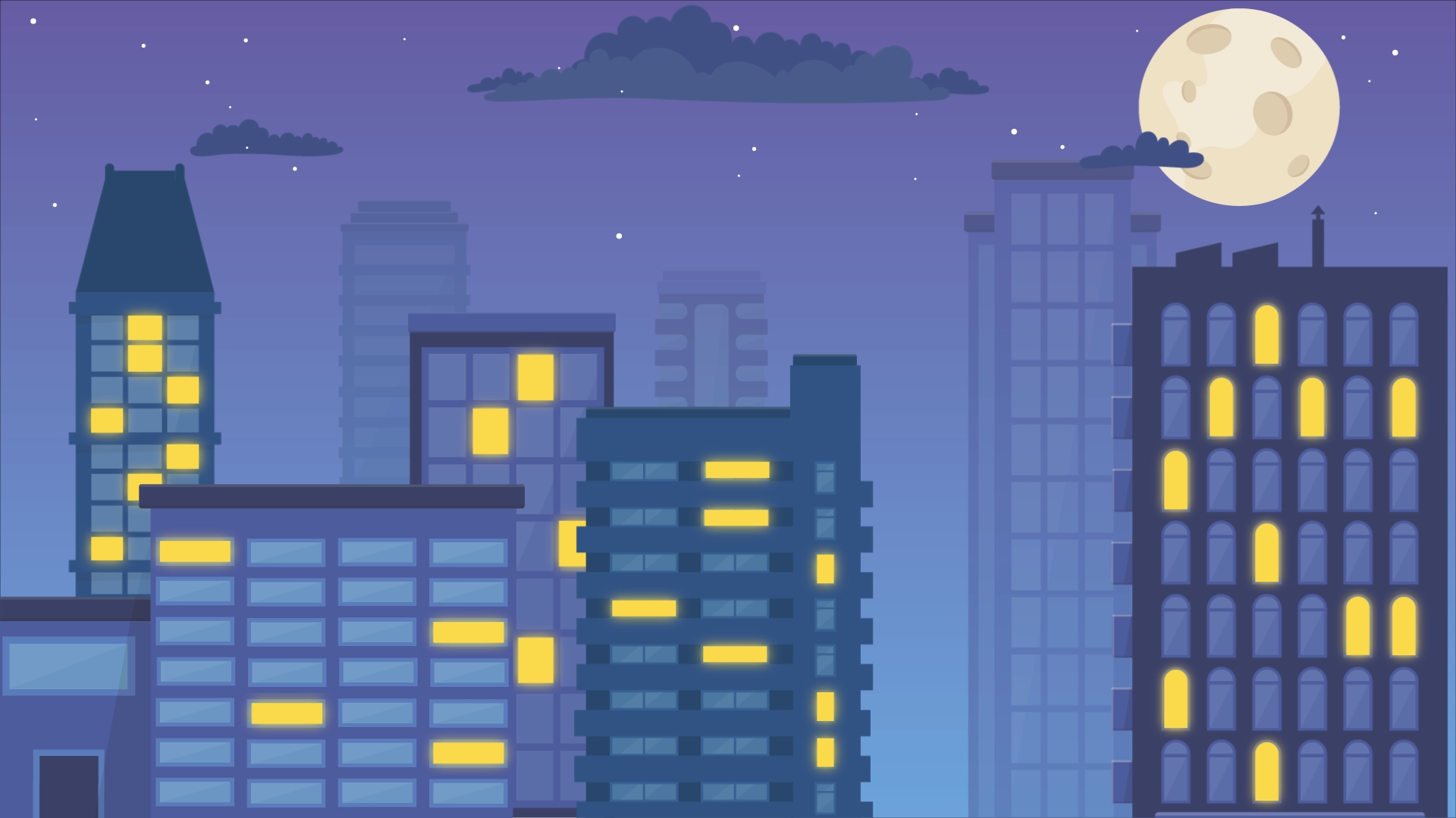 MG动画配件场景之城市夜景视频特效素材-千库网