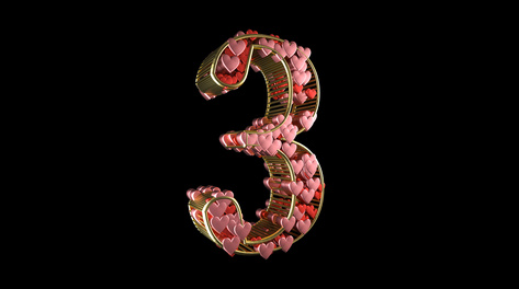 创意爱心填充数字3秒倒计时