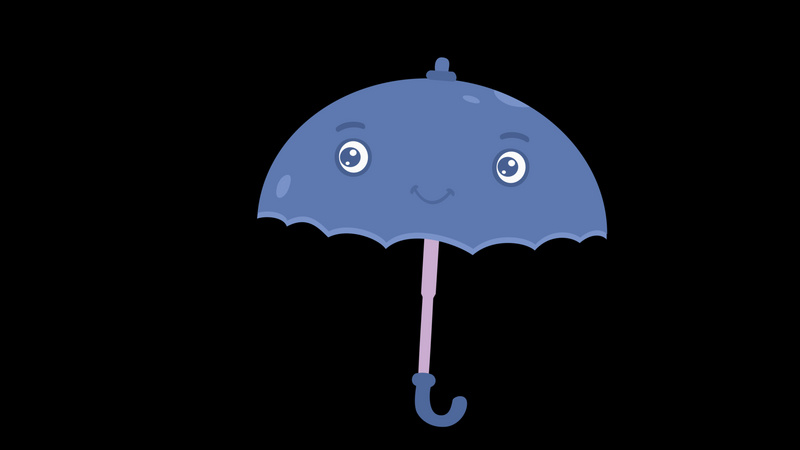 可爱卡通雨伞弹跳动画透明通道视频素材视频特效素材-千库网