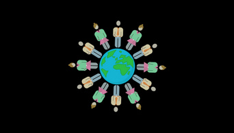 卡通旋转地球人物弹出动画透明通道视频素材