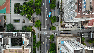 汽车街道视频图片素材_1080P上帝视角城市街道建筑