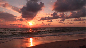 1080P海滩海岸黄昏落日高清实拍