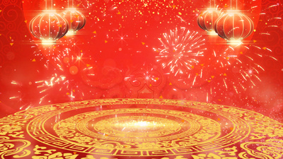 实拍视频素材红色喜庆春节背景ae模板
