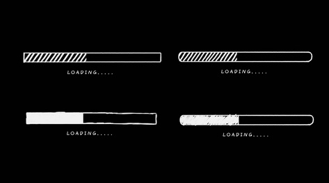手绘黑白进度条等待加载元素带通道