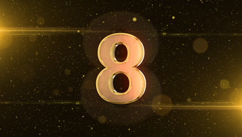 三维黄金数字10秒倒计时视频ae模板