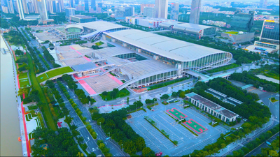 4K航拍广州会展中心会展馆地标建筑