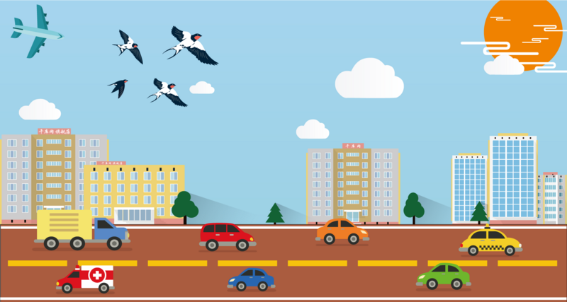 原创小动画汽车在马路上行走卡通视频模板