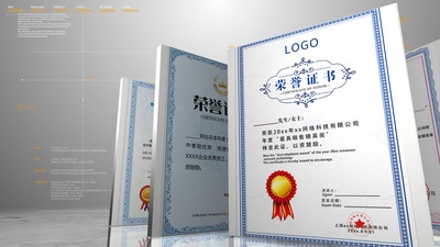 简洁企业证书三维空间排列展示ae模板