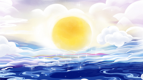 中国风古风插画油画治愈唯美中秋圆月视频背景