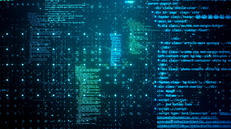 蓝色科技感数字代码空间穿梭循环科技背景视频