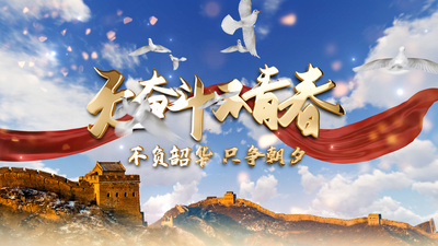 大气无奋斗不青春党政党建口号视频ae模板