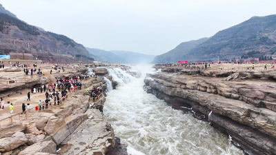 4K航拍壶口瀑布黄河瀑布水流自然旅游景区实拍素材