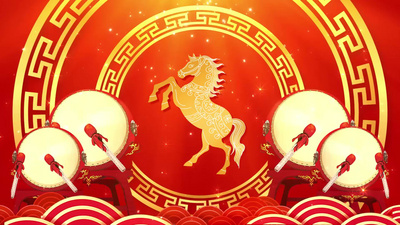 喜庆实拍视频素材原创红色喜庆马年新年场景动态视频背景