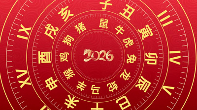 红色喜庆倒计时马年春节新年片头祝福视频素材