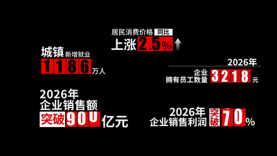 红色简洁数据信息标题文字视频素材