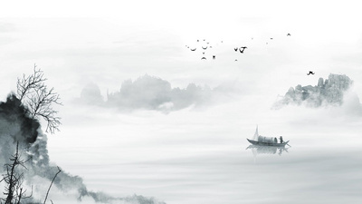 原创60秒水墨风山水视频背景AE模板古风中国风