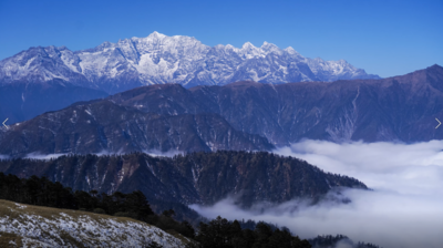 4K壮观高原峡谷雪山云海涌动风景延时摄影