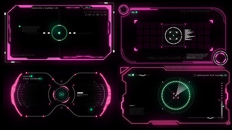 赛博朋克hud科技边框透明通道 千库网