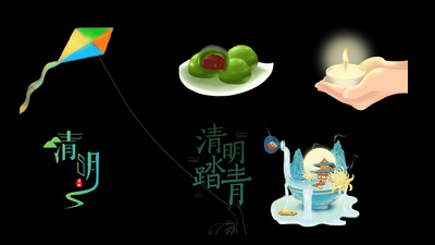 吹灭蜡烛实拍视频素材清明节放风筝吃青团祈祷蜡烛踏青春游春天视频元素挂件带通道mo