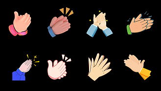 鼓掌拍手祝贺卡通视频ae模板小元素带通道mov