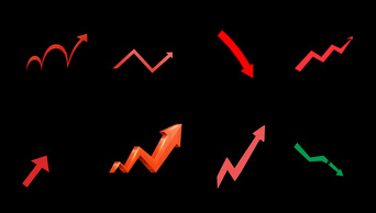 红色箭头上涨下跌趋势股市动画素材视频带通道mov小元素基金