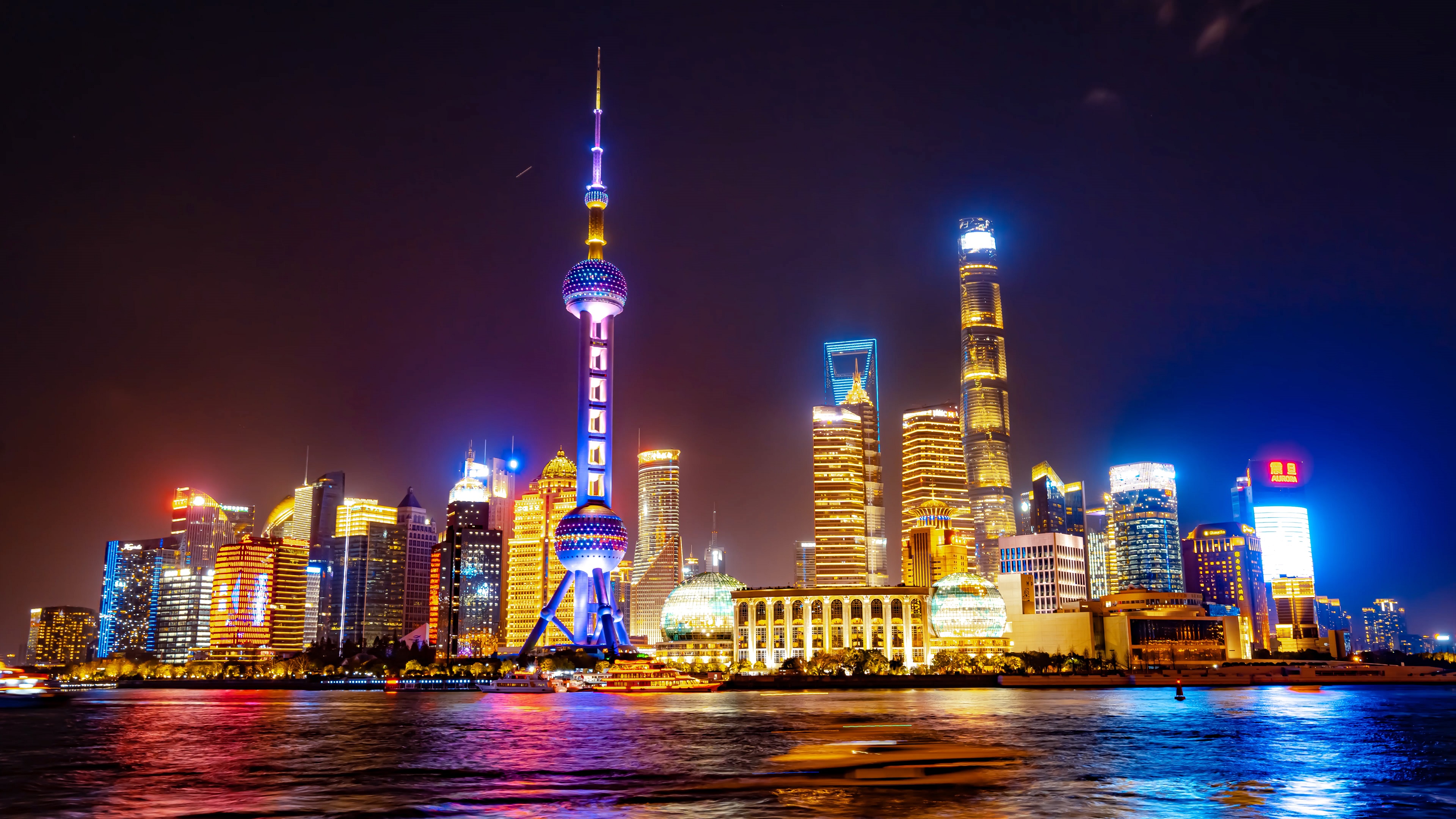 8k震撼延时上海外滩陆家嘴东方明珠三件套灯光秀城市夜景
