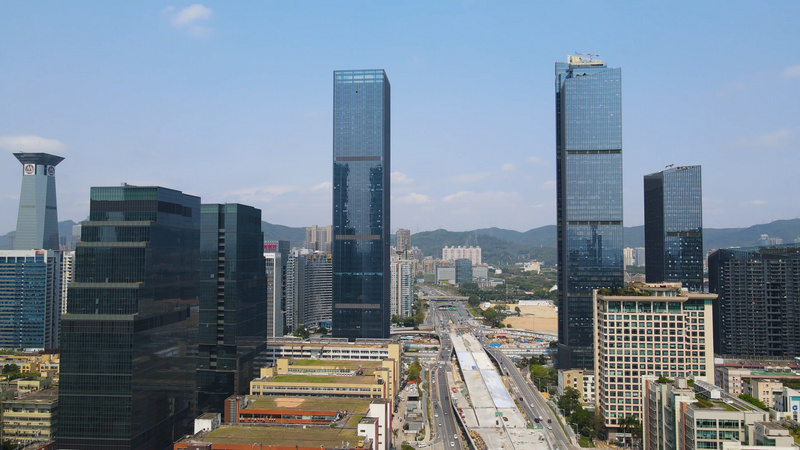 4k航拍深圳车公庙商务cbd中心建筑群