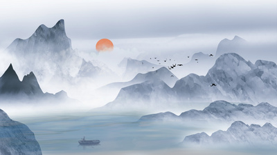 水墨实拍视频素材原创中国风灰色高雅水墨风景视频古风水墨风诗词朗诵背景AE模板