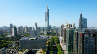 4k航拍南京CBD经济中心新街口商圈视频