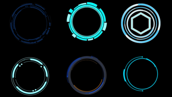 科技圆形边框几何蓝色线条带通道mov视频合集