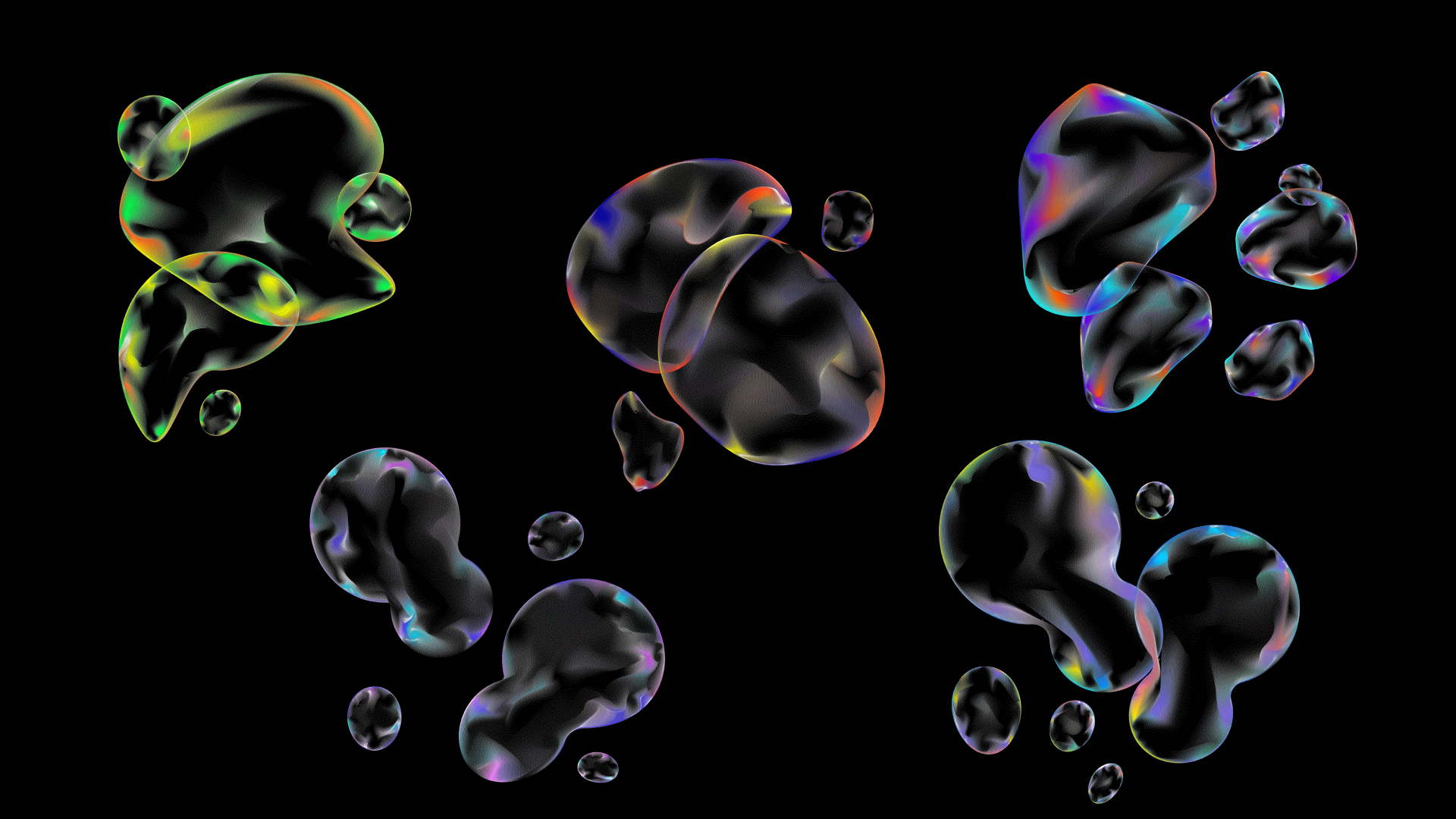 酸性荧光折射气泡赛博朋克漂浮泡泡视频小元素挂件带通道mov