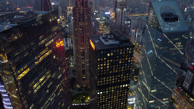 广州实拍视频素材4k航拍广州珠江新城cbd建筑大厦夜景商务楼写字楼