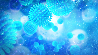 智慧家电3D素材模型_蓝色医学3D病毒细菌视频背景