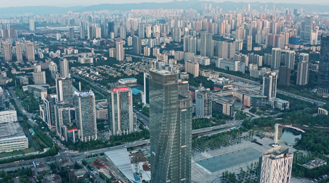 4k航拍重庆光电园商务大楼城市建设
