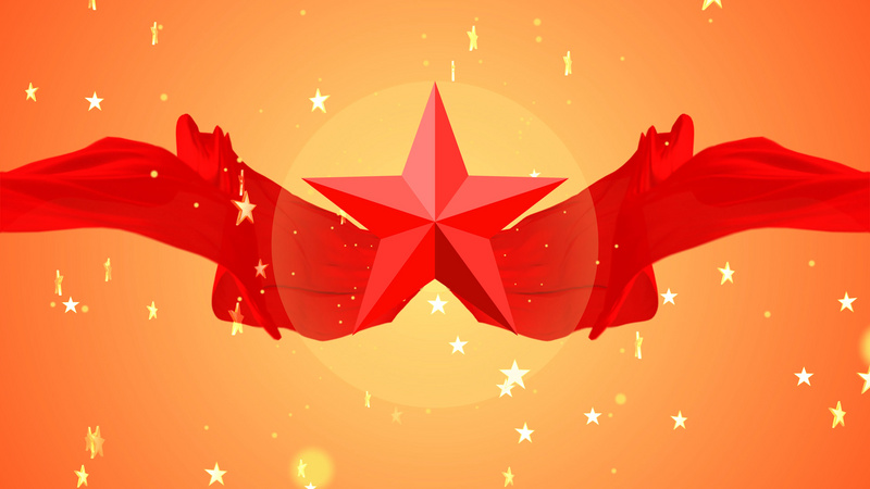 4k红色五角星飘带背景视频背景