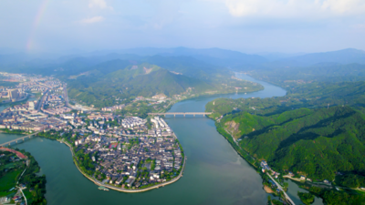 4K航拍山水河流湖南怀化黔阳古城大好河山自然风景大山高山祖国