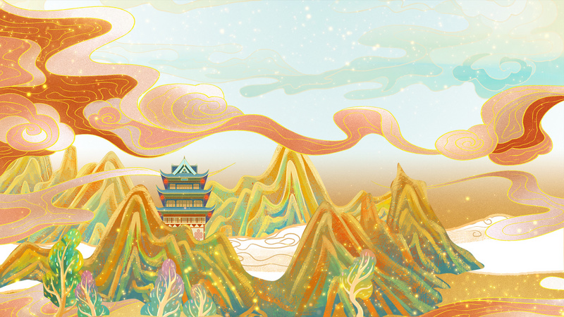 原创祥云敦煌风背景国潮动态视频背景