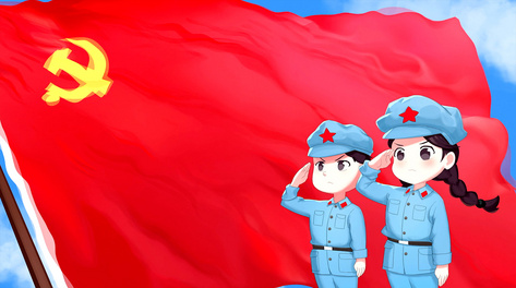 卡通大气旗帜飘动敬礼背景led视频背景