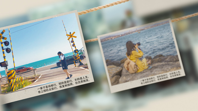唯美温馨相纸旅行图文相册展示视频ae模板