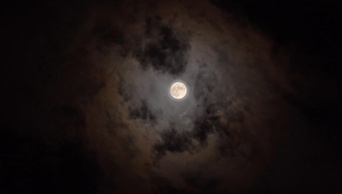 1080p夜晚空中高挂的月亮视频