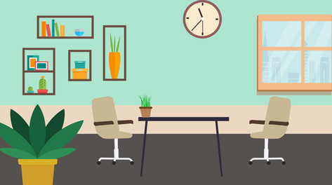 原创mg扁平商务办公室动态视频场景动画