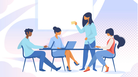 mg扁平商务会议室工作脑暴讨论交流场景动态视频背景